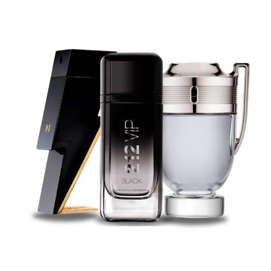 Zestaw 3 perfum | Carolina Herrera BAD BOY, Carolina Herrera 212 VIP BLACK i Paco Rabanne INVICTUS 100 ml